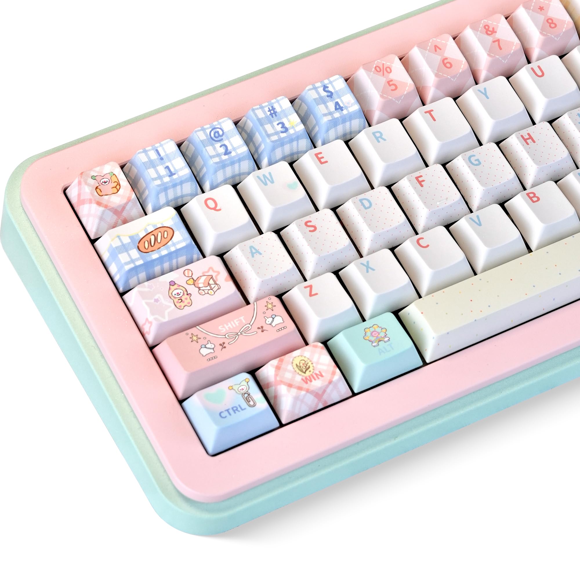 XVX PBT Keycaps 75 Percent, 157 Keys Cute Dye-Sub Keycap Set, Cherry Profile Keyboard Keycaps with Custom Transparent Key caps Compatible with Most ANSI Layout MX Switches Mechanical Keyboard