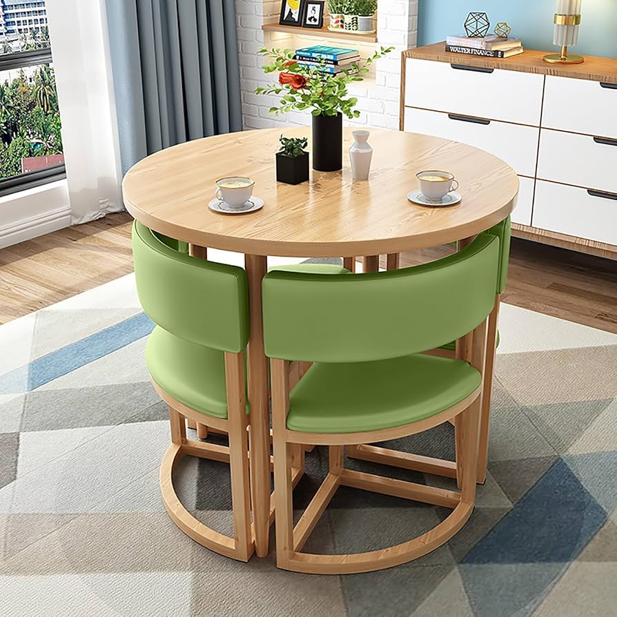 Amazon.com - Round Table Small Simple Style Desk And Chair Set Meeting Room Dining Table Set 80cm Office Reception Conference Room Coffee Table Set Lounge Dining Kitchen Table Four Chairs ( Color :