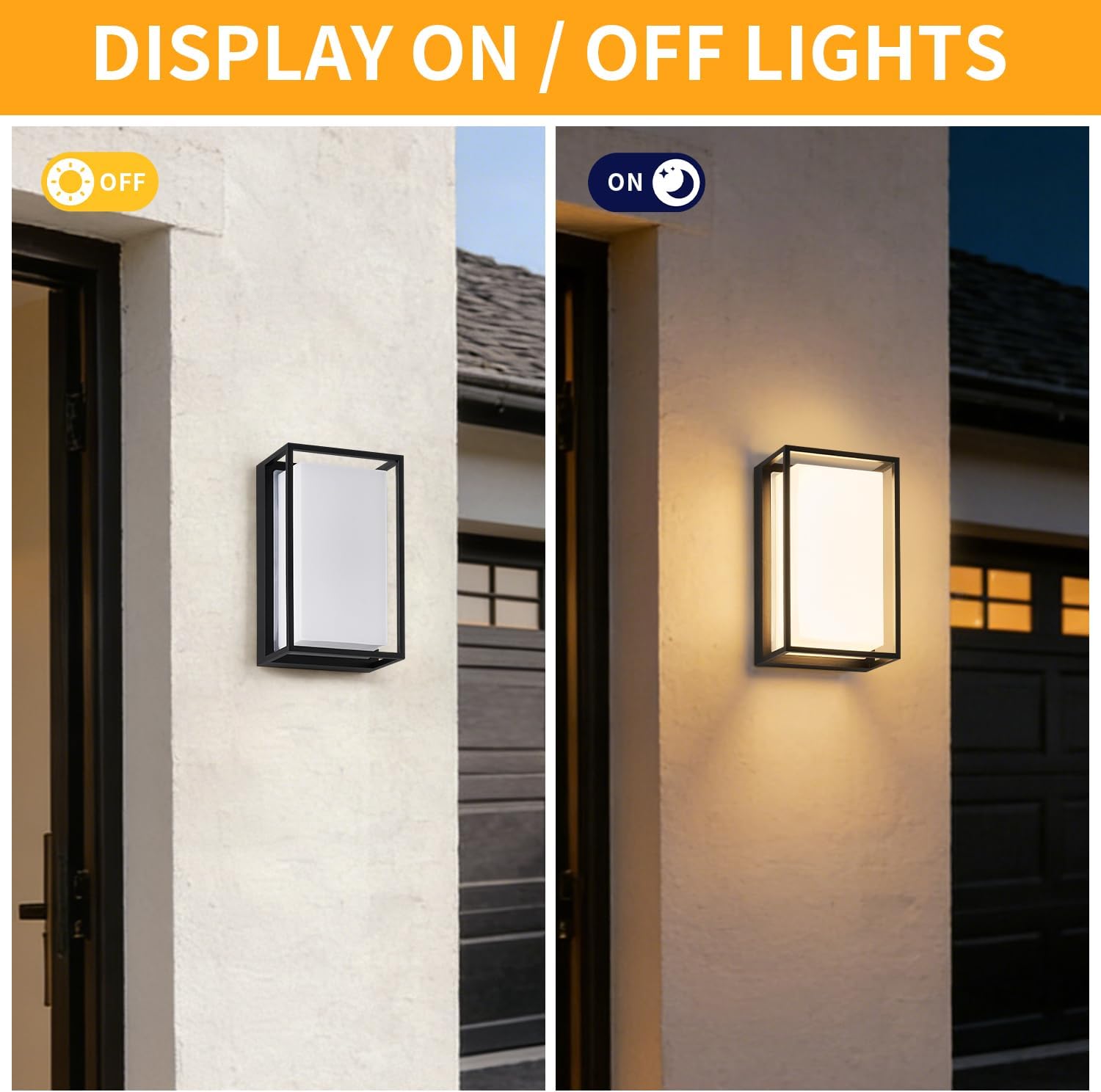 Modern Black Outdoor LED Wall Light Fixtures, 18W Wall Porch Lights, Wall Sconces for House, Front Door and Patio, Color Temperature 3000K, IP65 Waterproof