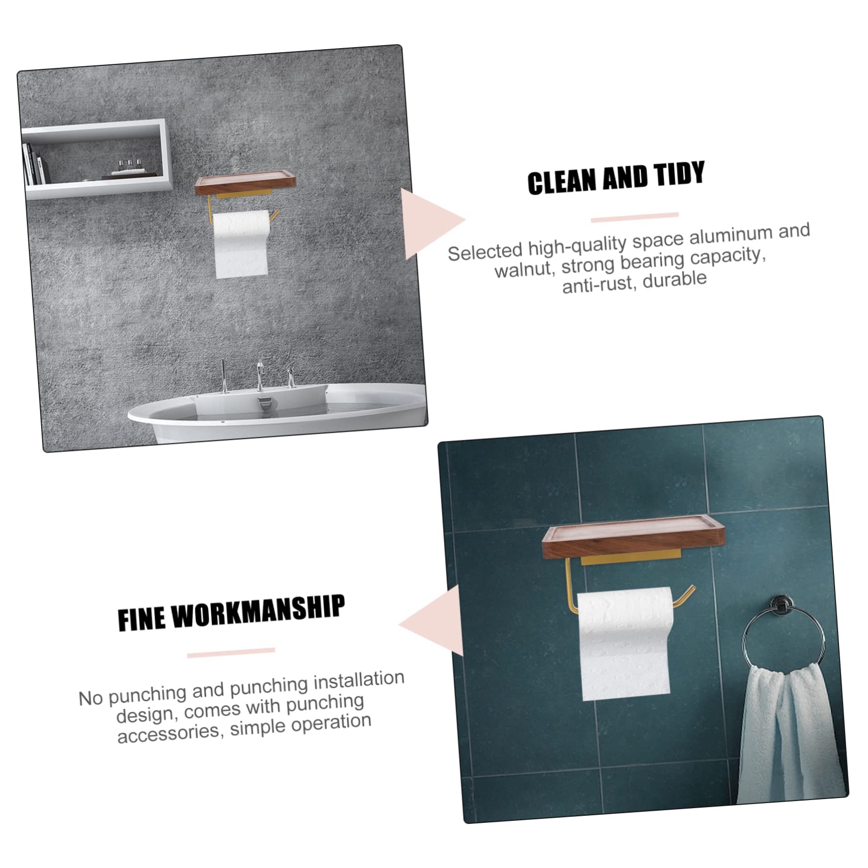 NUOBESTY Portarrollos de Papel Higiénico de Nogal Negro Estante, Resistente al Agua y Gran Capacidad de Carga para Baño y Inodoro
