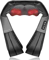 Almofada Massageadora Elétrica Nekteck para Pescoço e Costas com Calor 3D Shiatsu - Alívio para Dores Musculares no Ombro, Perna e Corpo - Uso em Casa, Escritório e Carro, Cabos de alimentação com fichas europeias e americanas enviados aleatoriamente (100-240V)