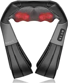 Almofada Massageadora Elétrica Nekteck para Pescoço e Costas com Calor 3D Shiatsu - Alívio para Dores Musculares no Ombro, Perna e Corpo - Uso em Casa, Escritório e Carro, Cabos de alimentação com fichas europeias e americanas enviados aleatoriamente (100-240V)
