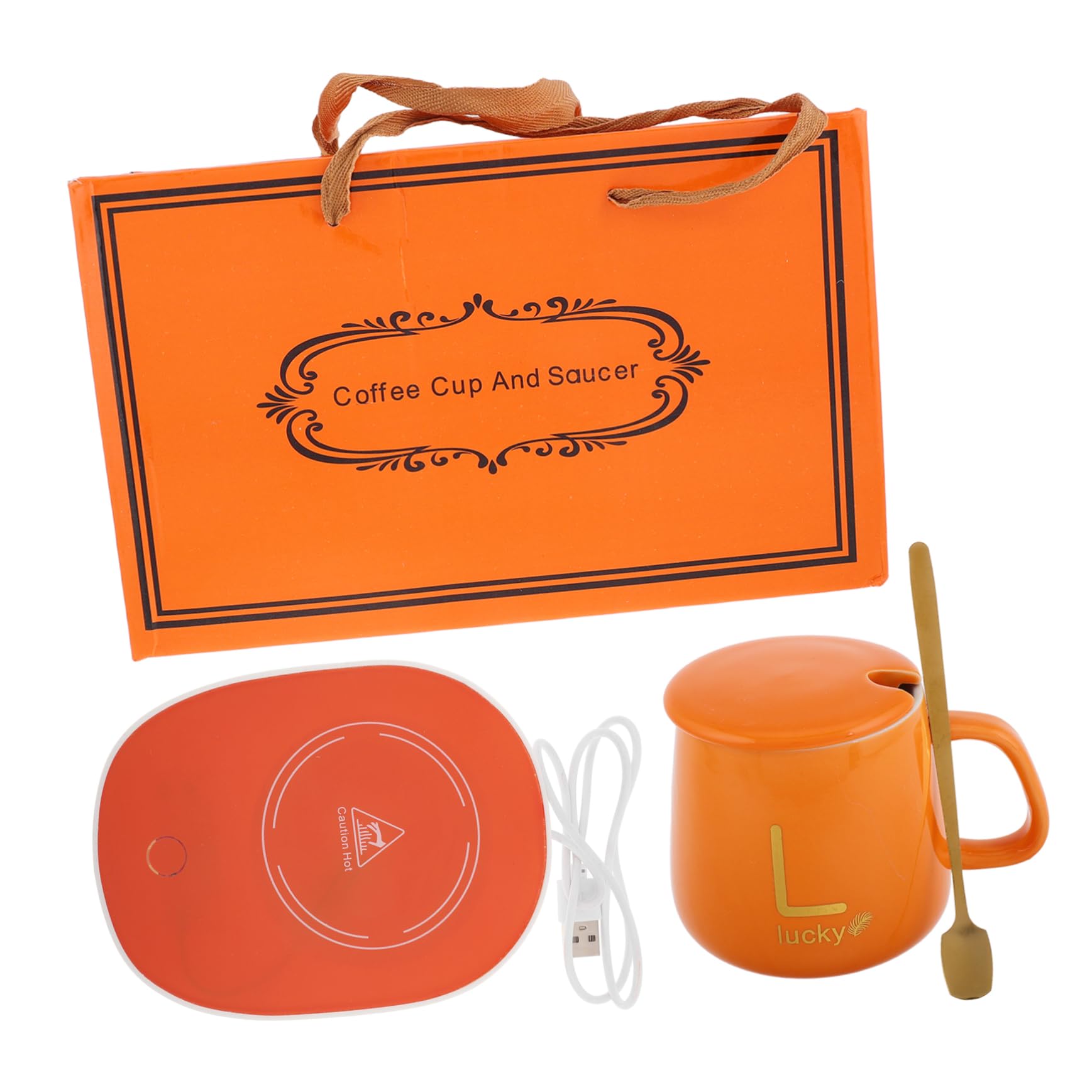 UKCOCO Calentador de Tazas Eléctrico Taza Termo para Café o Té con Tapa y Cuchara para Oficina y Hogar