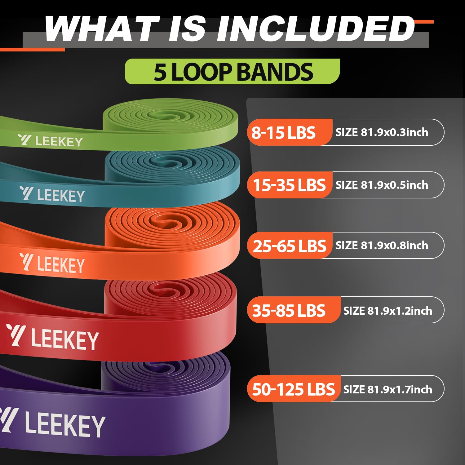 LEEKEY Bandas de resistencia, bandas de ejercicio, bandas de asistencia para dominadas, juego de bandas de entrenamiento, bandas de movilidad para hombres y mujeres, entrenamiento de fitness, terapia