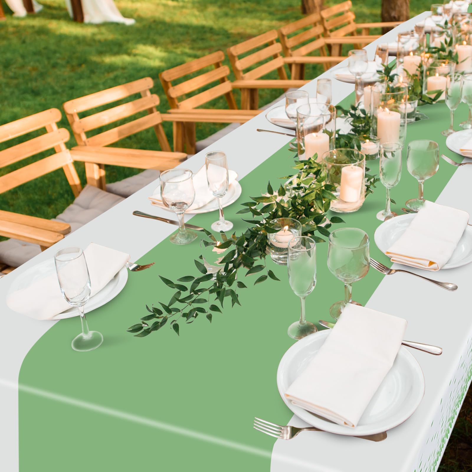 Kinlop Kunststoff-Tischdecke, 101,6 cm x 91,4 m, Einweg-Tischdecke, rechteckige Tischdecke für Disco, Hochzeit, Geburtstag, Braut, Abschlussfeier, Party-Dekoration (grün, stilvoll)
