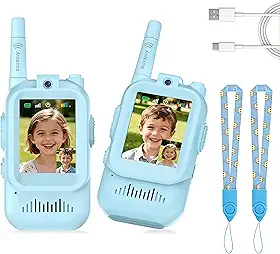 Walkie Talkie Infantil Chamada De Vídeo Walkie Talkie De Longo Alcance Recarregáveis 200m (Azul)