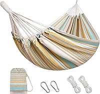 Vista 14 de Hamaca brasileña con correas para árboles, hamacas de lona, hamaca portátil con bolsa de transporte para patio trasero, porche, uso en exteriores e