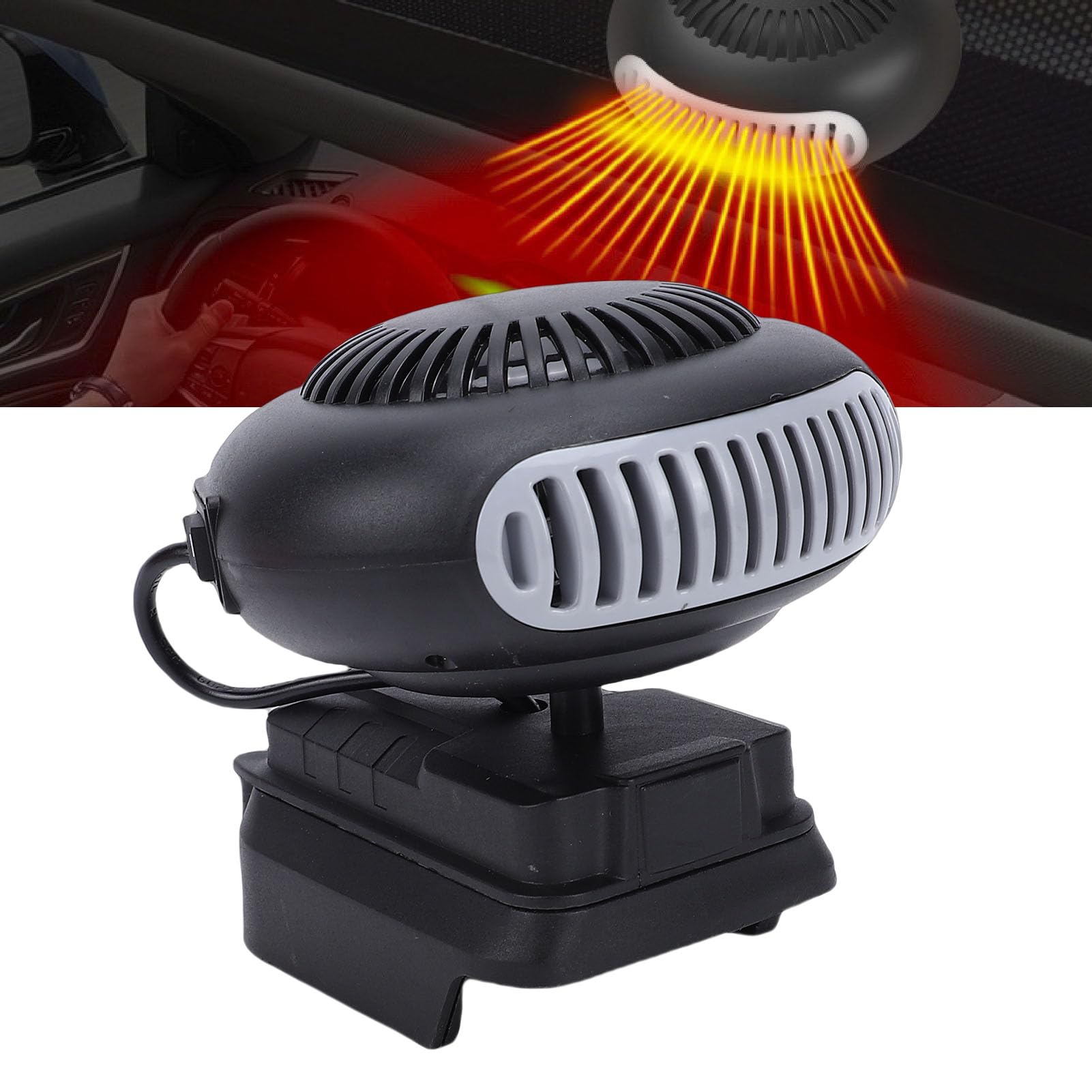 banapoy 170W-Autoheizung, Kabellose Tragbare Auto-Windschutzscheiben-Entfroster-Nebelentfernung, Kleine Raum-Schnellheizung, für SUV, LKW, für 21V-Werkzeugbatterie (Mit USB)