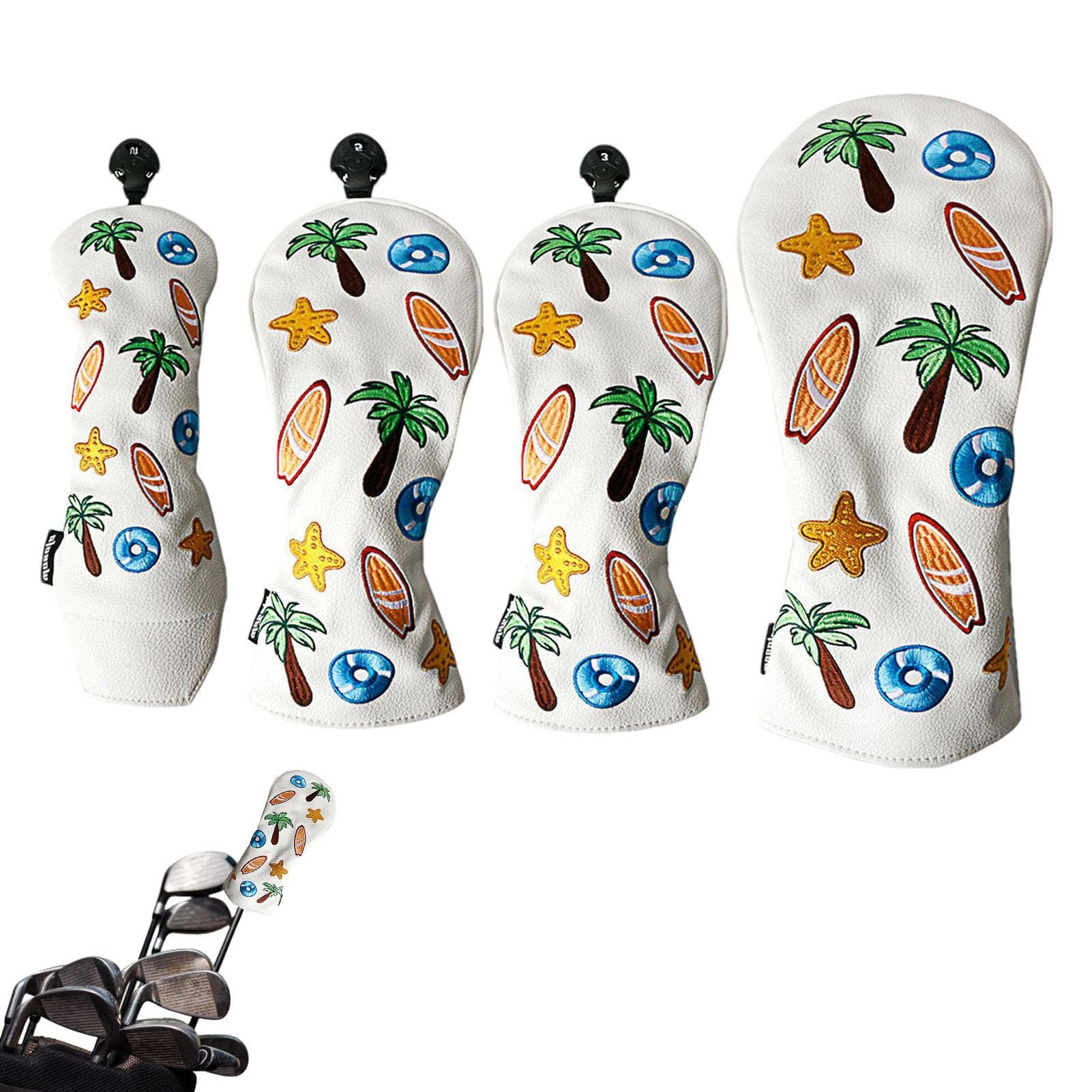Golf Headcovers - Lightweight Golf Club Head Set 4-teilig | Golfclub Leder Headcovers Geeignet für Driver Wood, Fairway Wood und Hybrid (Ut) Abbto