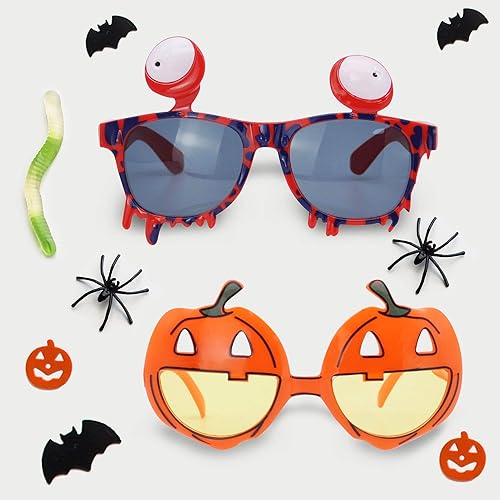 Miniatura 9 de JOYIN 8 lentes de Halloween, con montura para disfraz, lentes de Halloween, para fiestas de Halloween, para niños y niñas, suministros para fiestas
