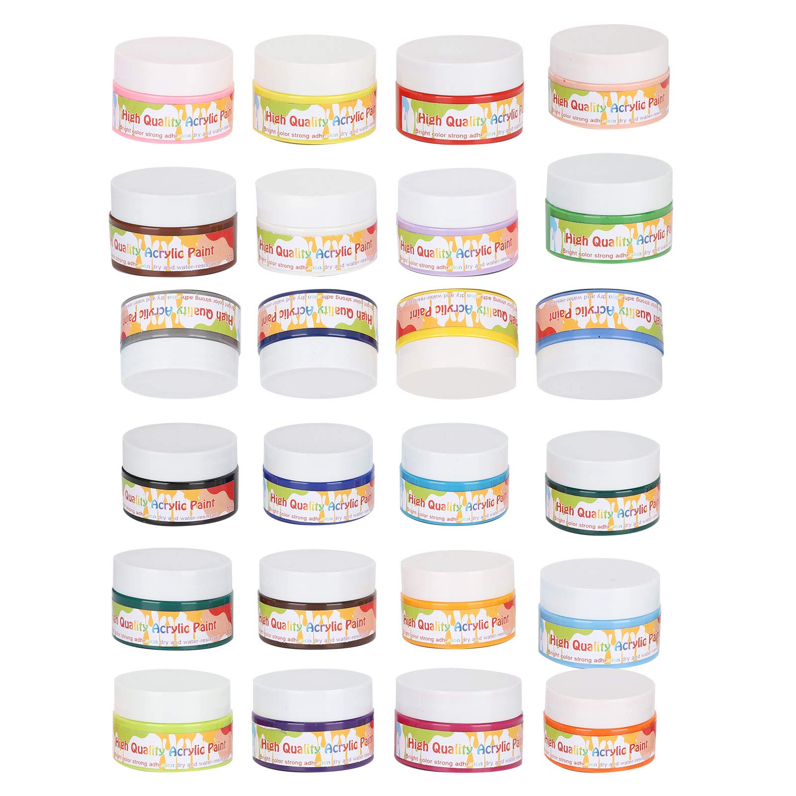 Professionelles Acrylfarben-Set mit 24 Farben, Pigment für Künstlermalerei, DIY-Zeichenfarbe mit leuchtenden Farben für Leinwand, Holz, Leder, Wand, schnell trocknendes