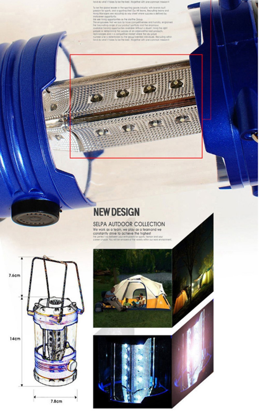 ZHXIN LED Camping Lantern,Portable 12 LED beads Multi-function Tent Lamp with Compass for Outdoor Garden Hiking Fishing
