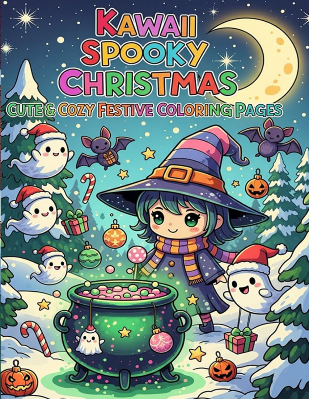 Kawaii Spooky Christmas: Cute & Cozy Festive Coloring Pages: A Whimsical Holiday Coloring Adventure Filled with Adorable Ghosts, Skeletons & Festive Cheer