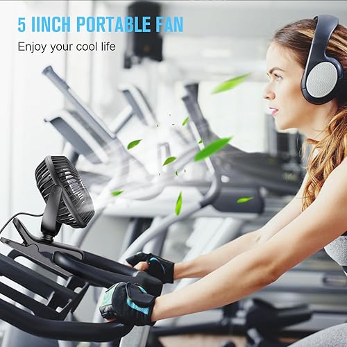 Miniatura 7 de BESKAR Ventilador de clip de 6 pulgadas, ventilador pequeño de 3 velocidades con fuerte flujo de aire, clip y ventilador de escritorio USB con