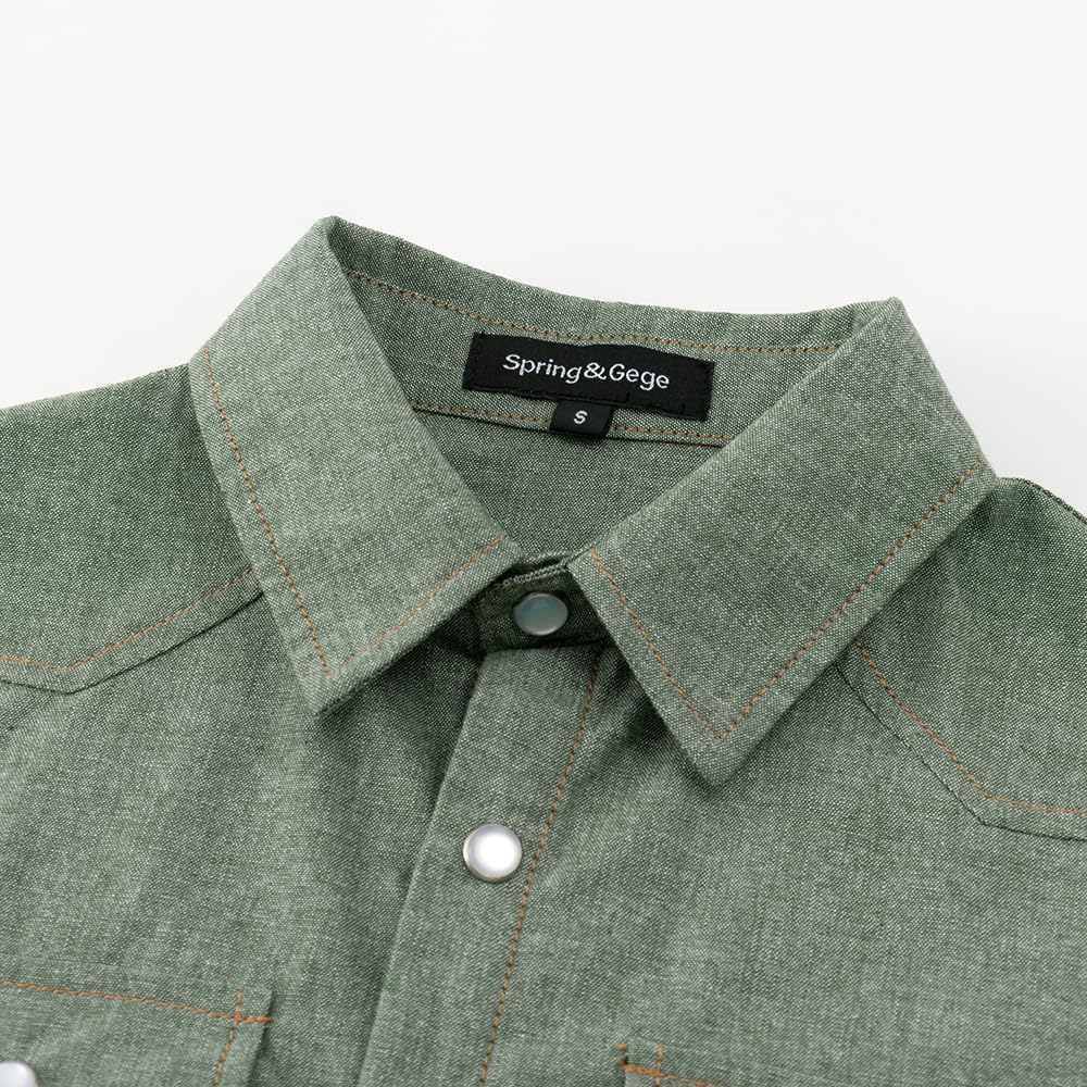 Spring&Gege Boys' Short Sleeve Western Cowboys Pearl Snap Button Down Shirts (5-14 Years)