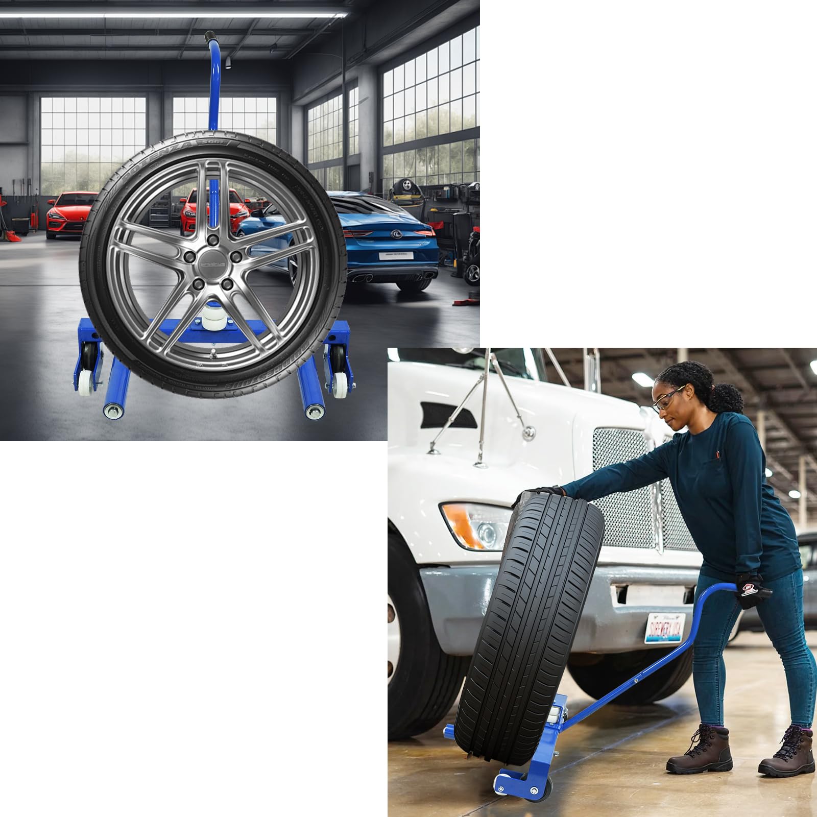 Rueda rodante ajustable de 485 LB, neumático de gran capacidad de peso, herramienta de movimiento de neumáticos para ruedas de camiones para el manejo de neumáticos de automóviles, camiones y remolq