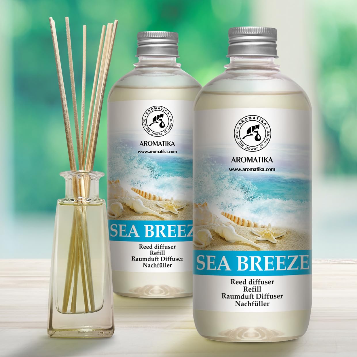 Recambio de Difusor Set Brisa Marina 2х500ml - Refill reed diffuser Sea breeze - Difusores Aromáticos - Fragancia Fresca Ambientador - Difusor Perfumado - Fragancia para Habitación