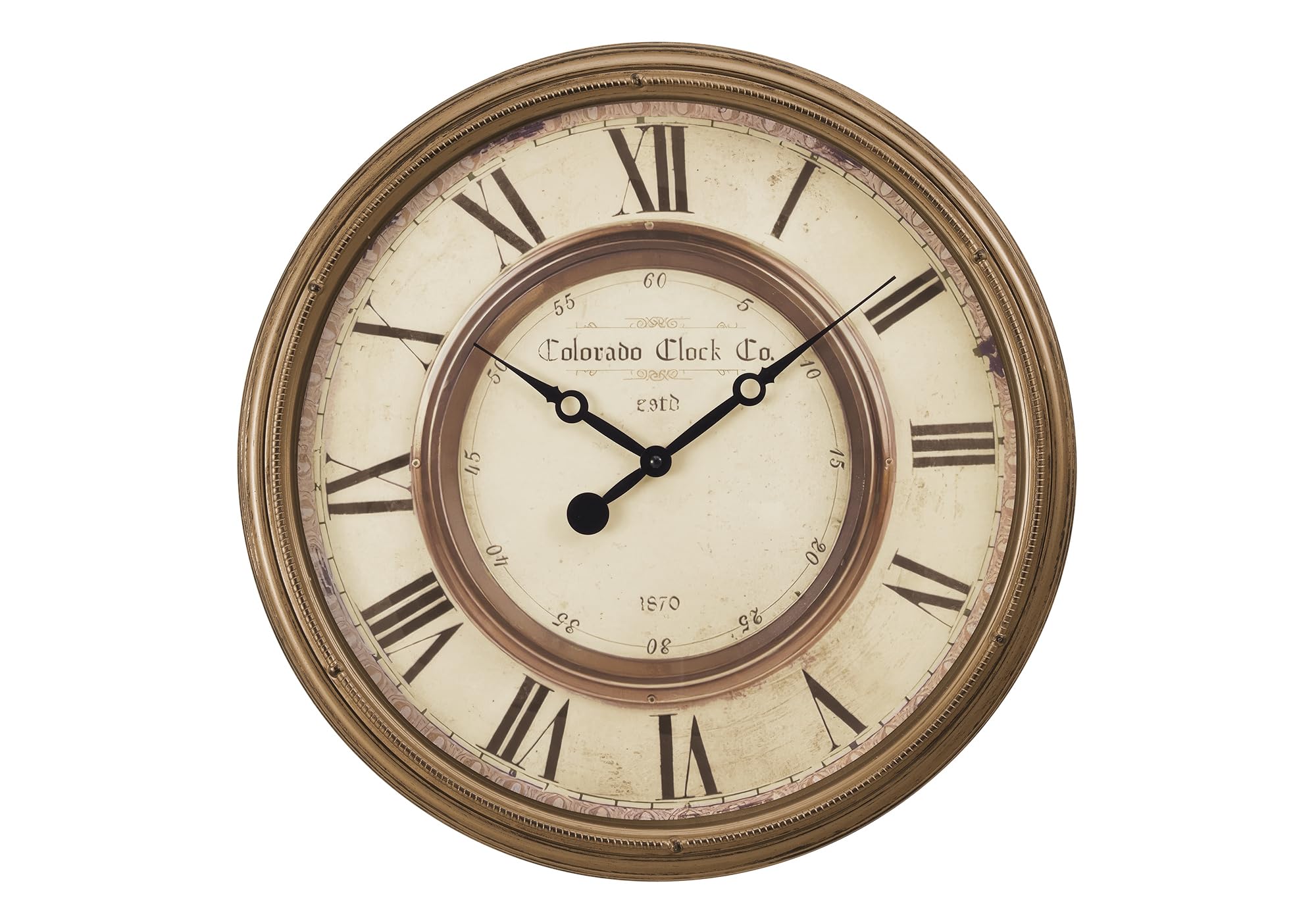 monarch specialties i 9047 clocks, 20" round, wall clock, antique brown, transitional
