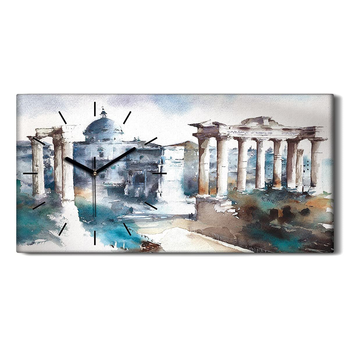 Horloge sur toile silencieuse paysage de Rome pour salon et chambre