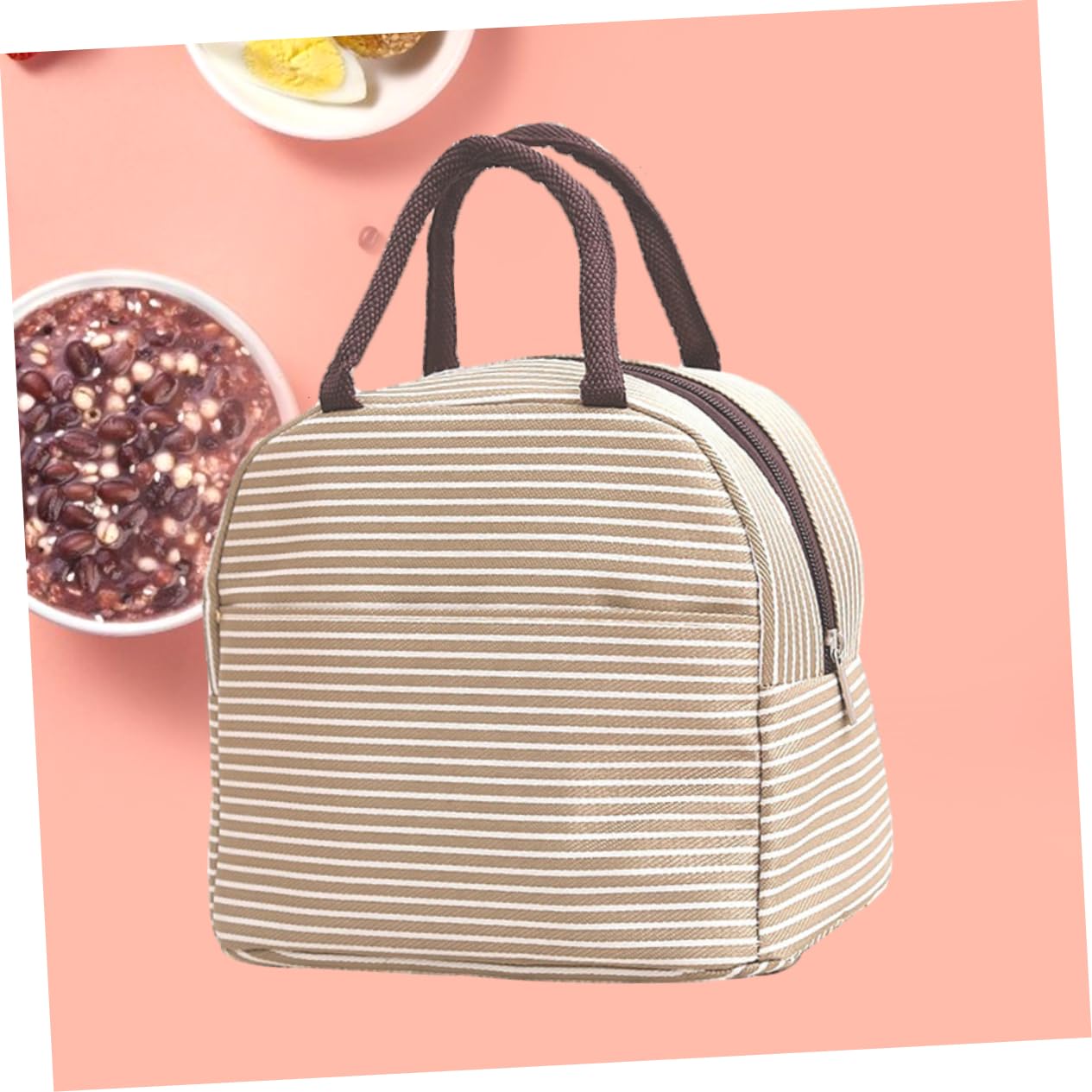 Cabilock 2 Piezas Bolso De Almuerzo De Algodón Perlado Y Más Fresco Beige