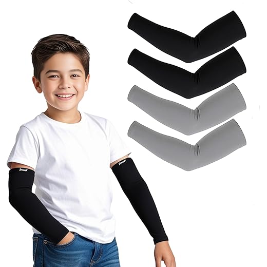 Jimmox Kids Arm Sleeves – Protective Arm Covers for Boys & Girls, Ages 5–13, UV Sun Protection, Perfect for Sports, Cycling, Running, and Outdoor Activities
