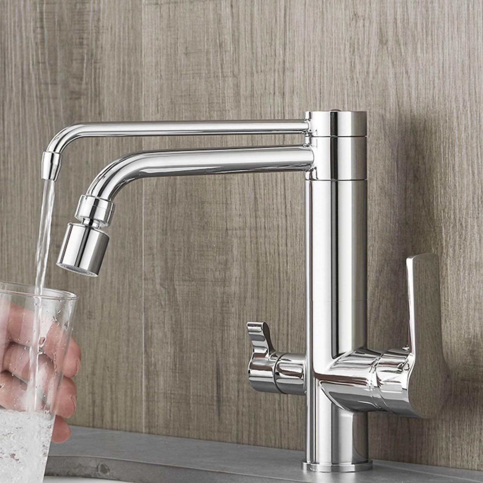 3 Voies pour évier de Cuisine Filtre à Eau Potable Tap Chaud et Eau Froide avec 2 Modes de pulvérisation chromés