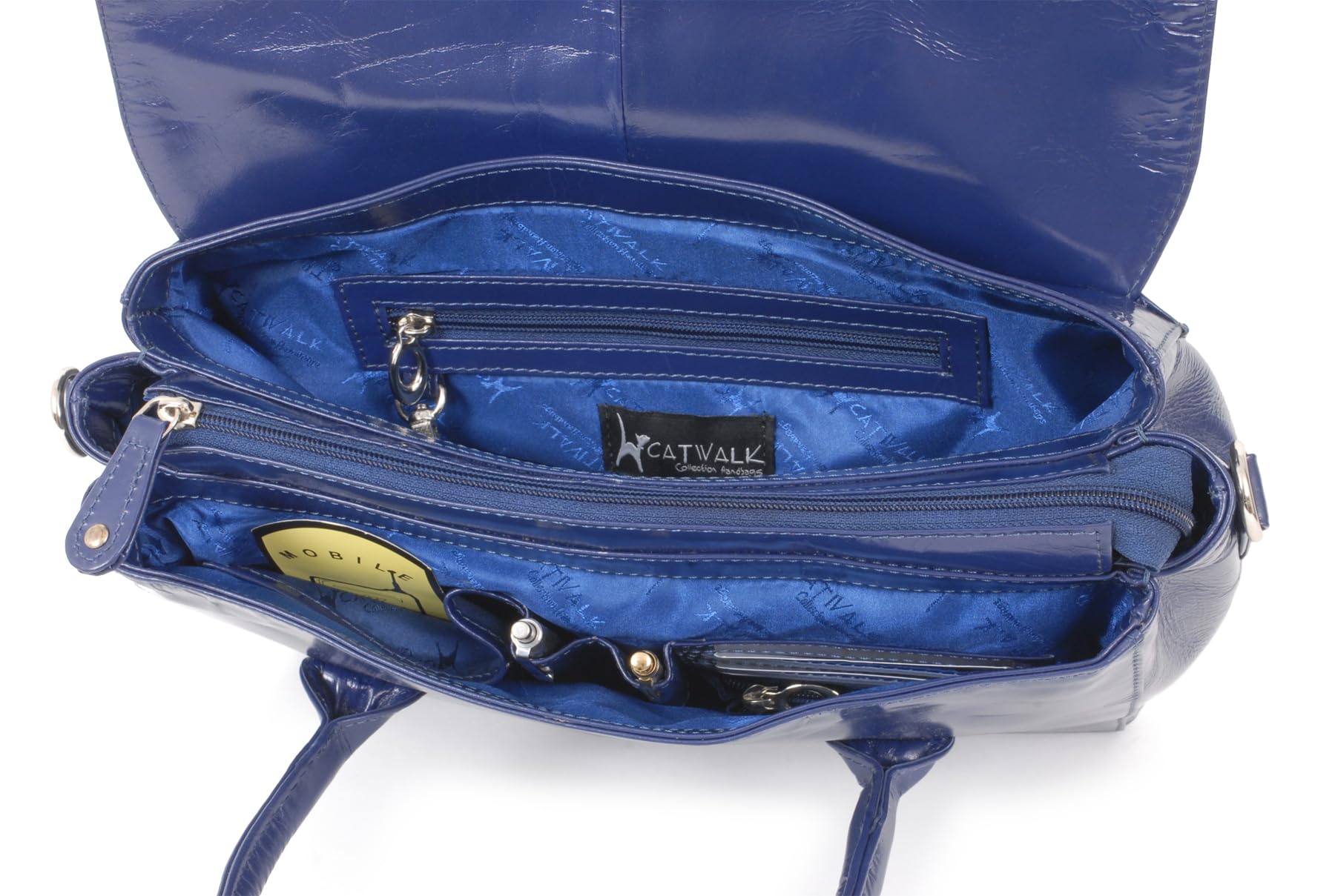 Catwalk Collection Handbags - Damen Leder Umhängetasche - Crossbody Bag Mittelgroß - Arbeitstasche mit Verstellbarer Schultergurt - Ella