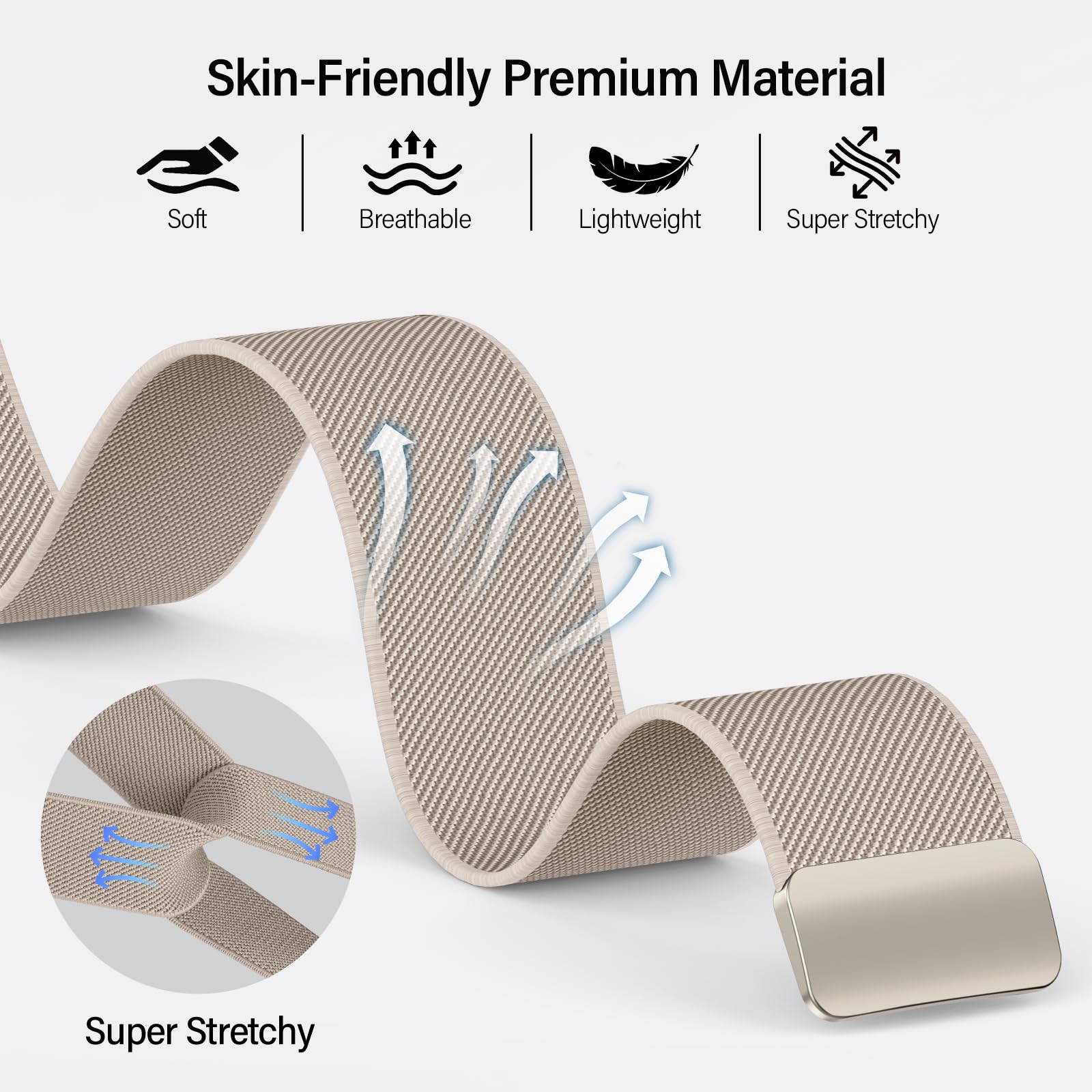 Higgs Nylon Cinturini Compatibile con Cinturino Apple Watch 44mm 45/46mm 49mm 40mm 38/41mm 42mm, Elastico e Impermeabile con Chiusura Magnetica Adatto a Serie 11 10 9 8 7 6 5 Se