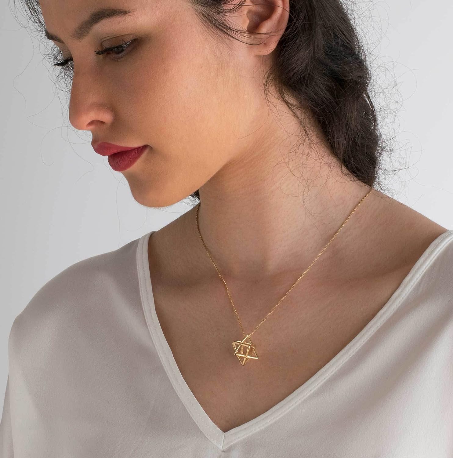 3D Merkaba Necklace - 14K Gold Plated 