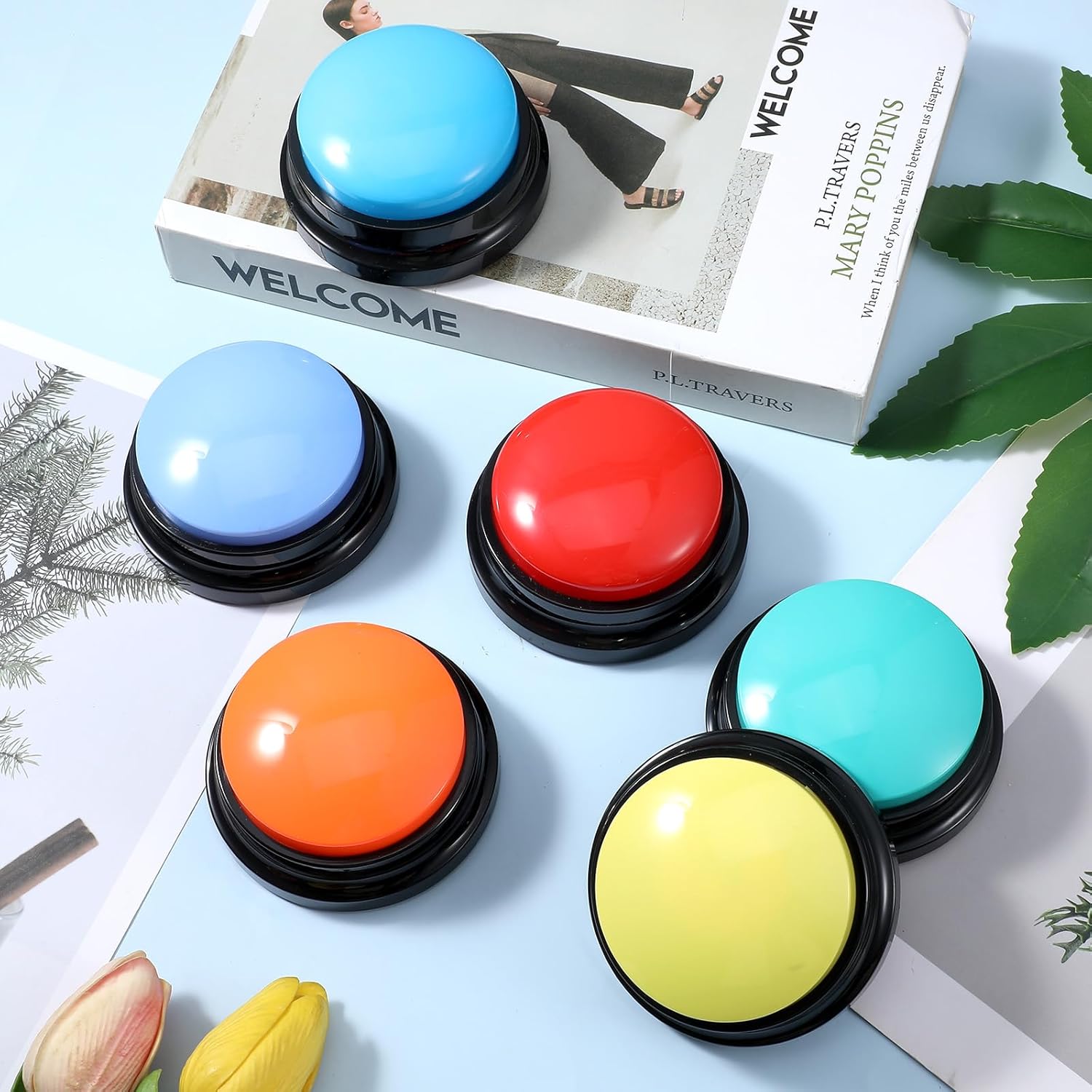 Kifmurase 10Pcs Voice Recording Button, Dog Buttons for Communication Pet Training Buzzer, 30 Second Record & Playback, Funny Recording Clickers for Pet, Classroom, Office, Home (10 Colors)