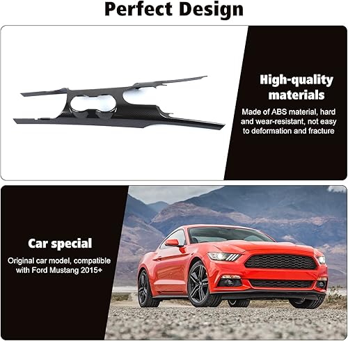 Miniatura 6 de RT-TCZ Cubierta de fibra de carbono para consola central de cambio de marchas, marco de portavasos, kit de decoración interior, accesorios para Ford