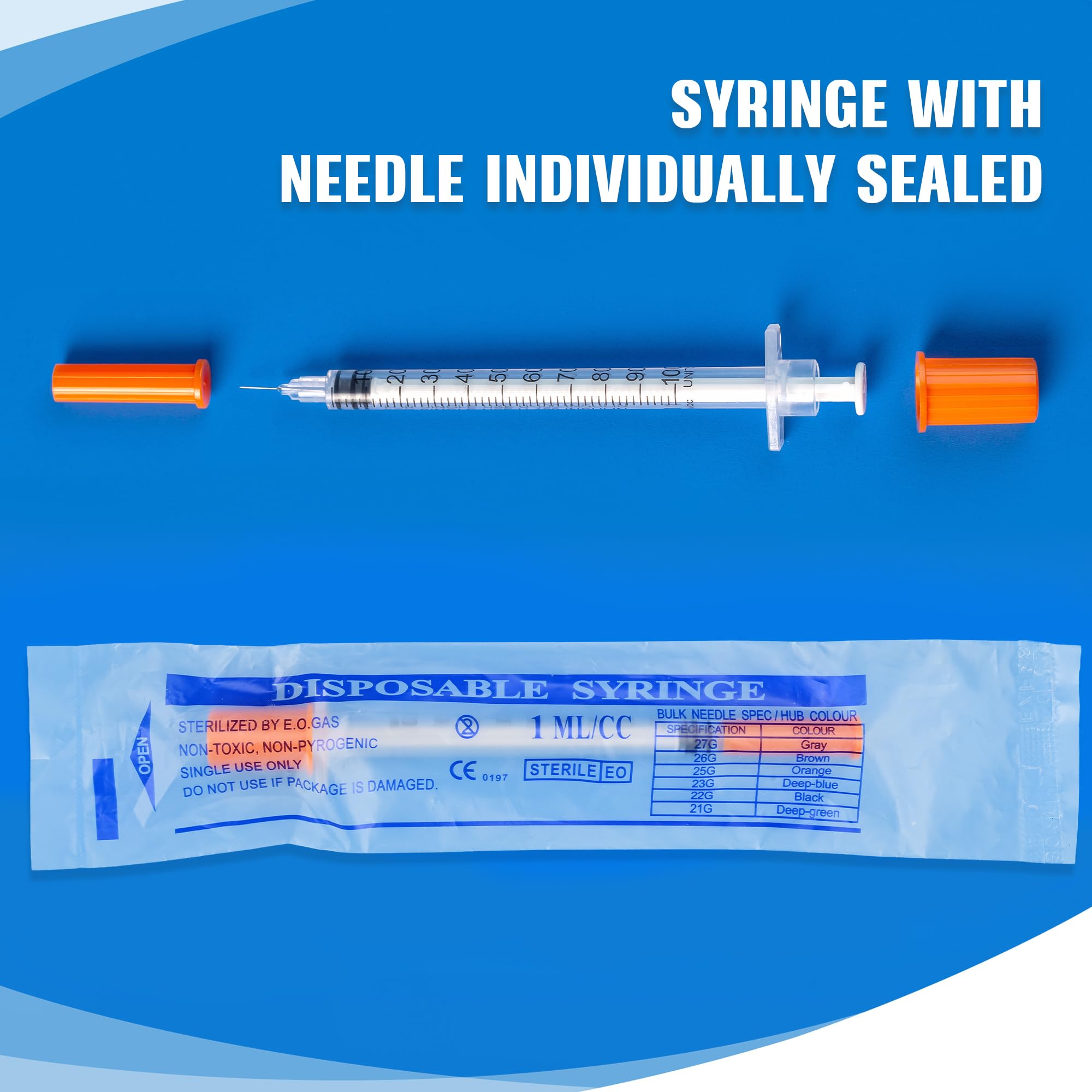 1ml/cc 32G 5/16 Inch Syringes, Lab Dispensing Syringe, Individual Wrapped, Box of 100 — Amazon image 6