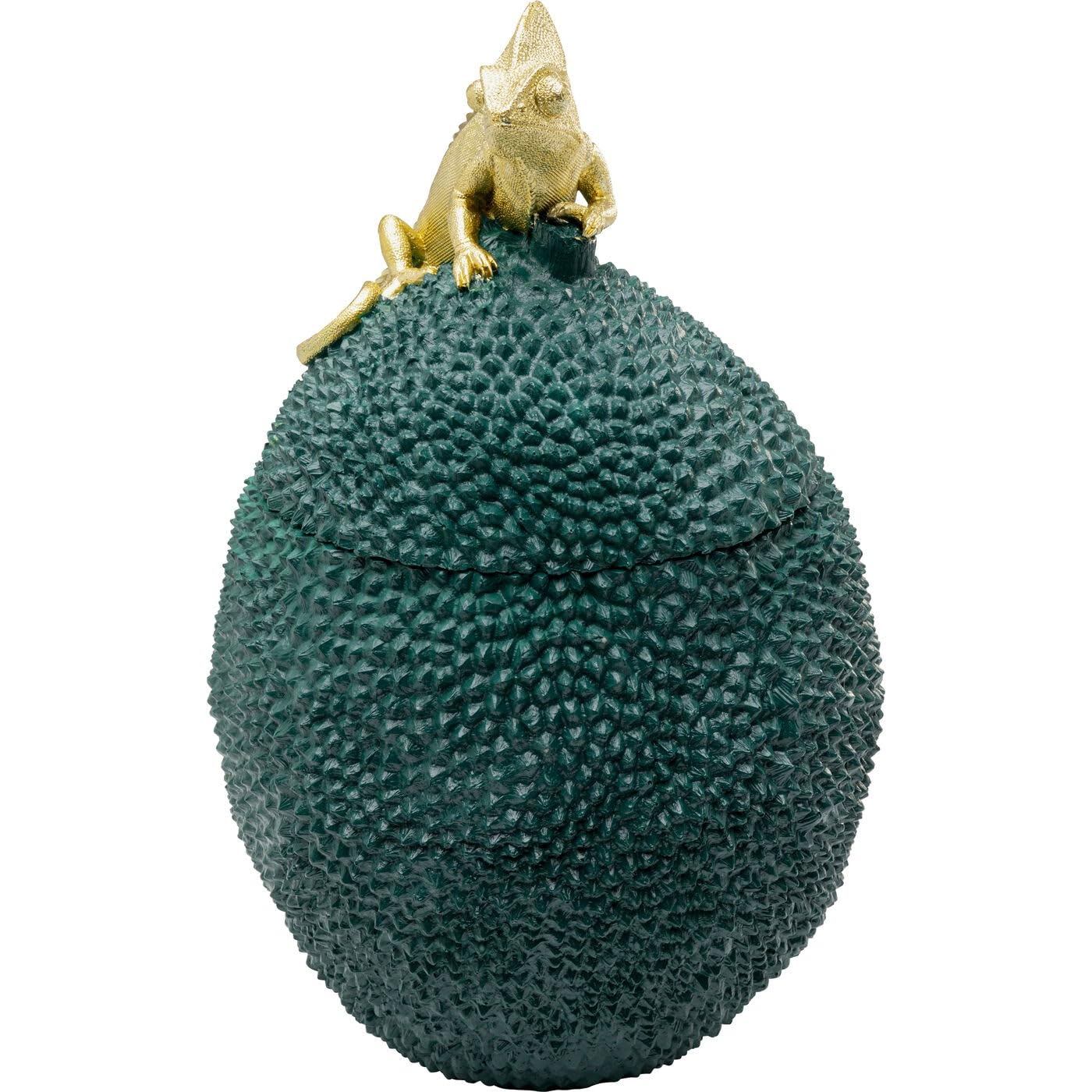Kare Deko Dose Jackfruit Chameleon, Grün, 41x26x27 cm, Aufbewahrungsdose, Chameleon Motiv, Handgearbeitet, Wohnzimmer