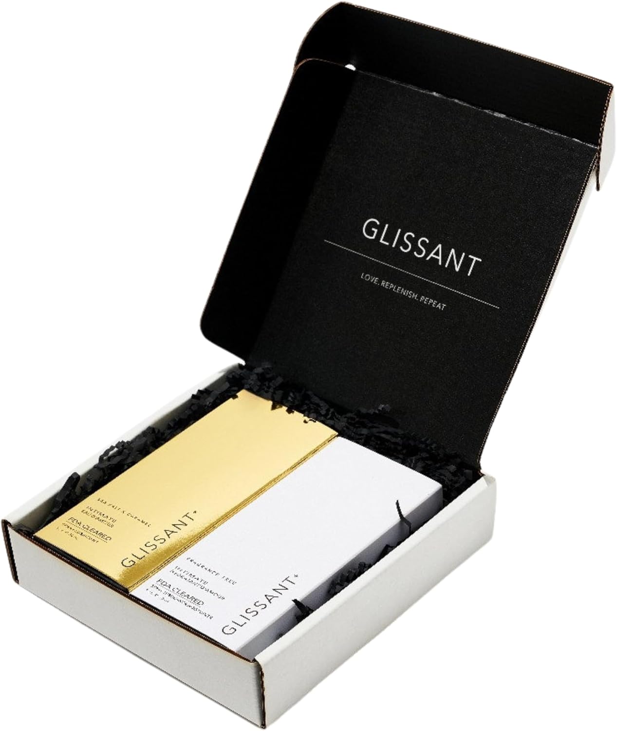 Glissant Sweet & Discreet Bundle | Caramel Flavored & Sensitive Skin Water Based Lubricants | Non-Sticky, pH Balanced, Edible Lube | Lube for Women, Couples, Intimacy & Privacy (1oz + 1oz)