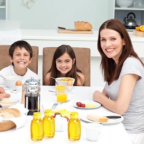 Miniatura 6 de 48 botellas de plástico de miel de 12 onzas, tarros transparentes, dispensador de miel con tapas, recipientes resistentes a fugas, botella vacía