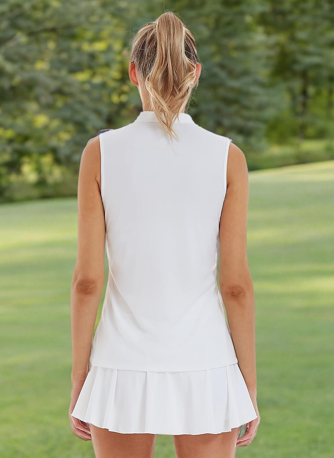 LastFor1 Women's Golf Sleeveless Polo Shirts UPF 50+ V Neck Athletic Tank Tops Outdoor Sports Quick Dry Moisture Wicking