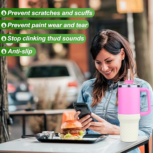 Miniatura 4 de AIERSA Funda alta de silicona para botas Stanley Quencher de 40 onzas y vaso H2.0 de 40 onzas con asa, accesorios de vaso para Stanley