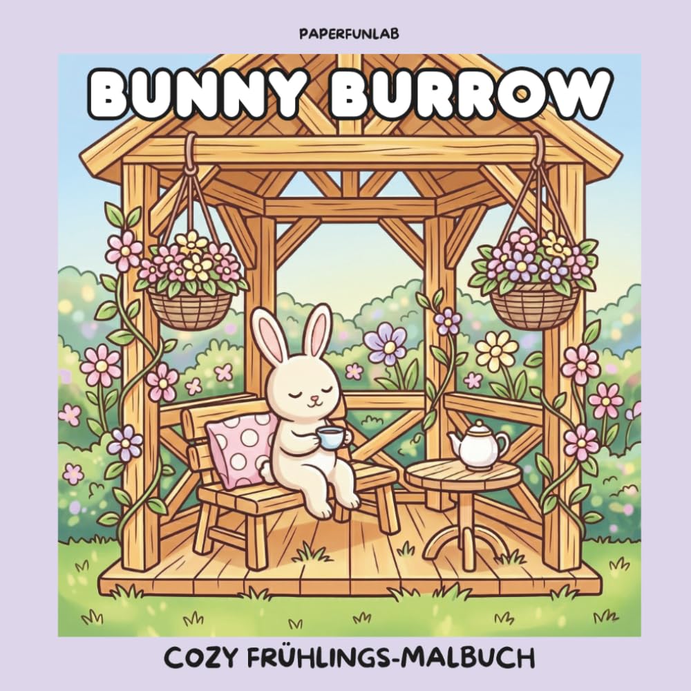 Bunny Burrow - Cozy Frühlings-Malbuch: Süße und einfache Hasengeschichten zur Entspannung: Mit glücklichen Häschen und kleinen Freunden in gemütlichen Szenen für Erwachsene & Jugendliche