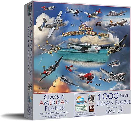 Miniatura 2 de SUNSOUT INC - Classic American Planes - Rompecabezas de 1000 piezas por artista Larry Grossman - Tamaño acabado 20" x 27" - MPN # 24526