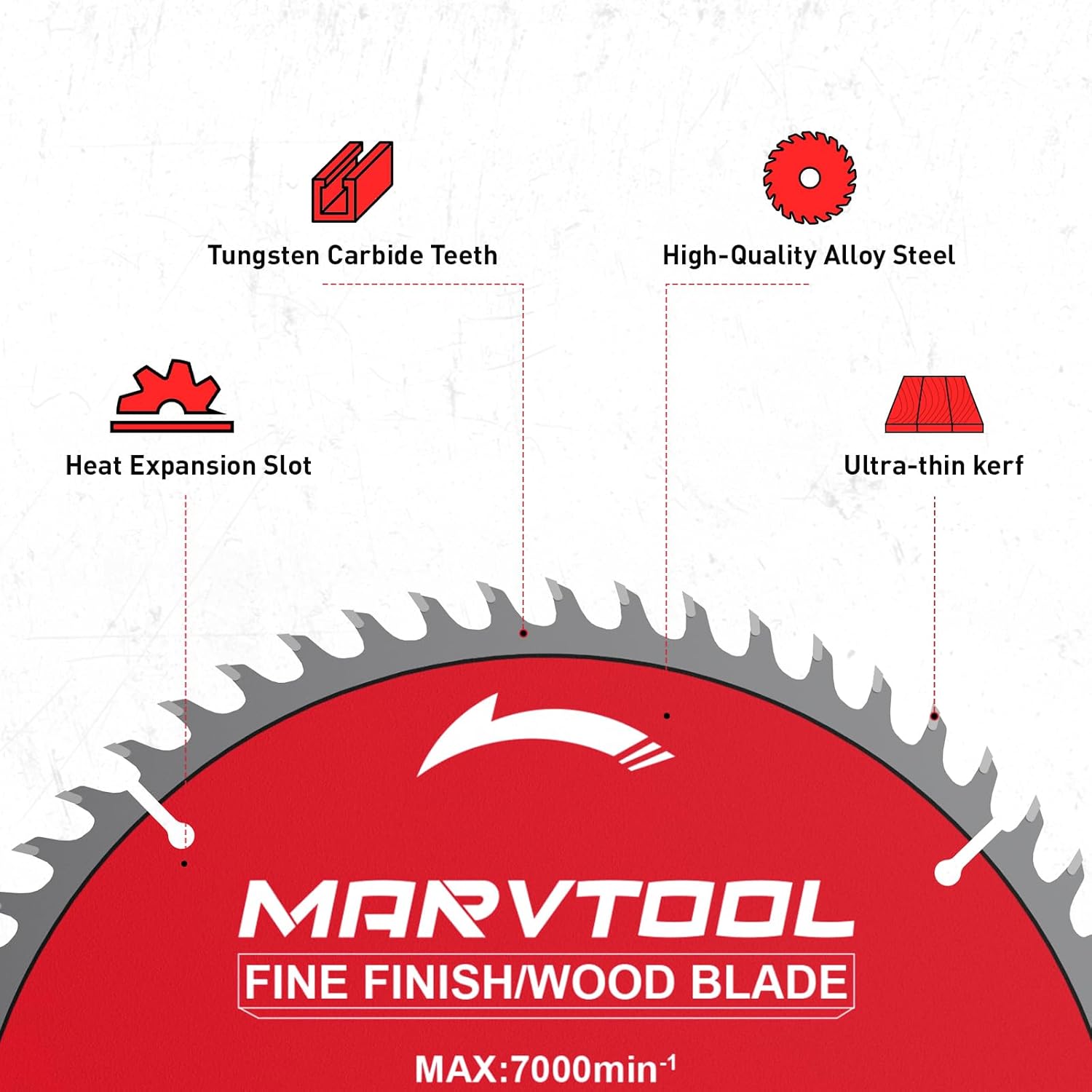 12-Inch 80-Tooth Circular Saw Blade, Max 7000 RPM, Fine Finish Wood Crosscutting, Tungsten Carbide Tooth with 5/8 Inch Arbor for Miter Saws & Table Saws