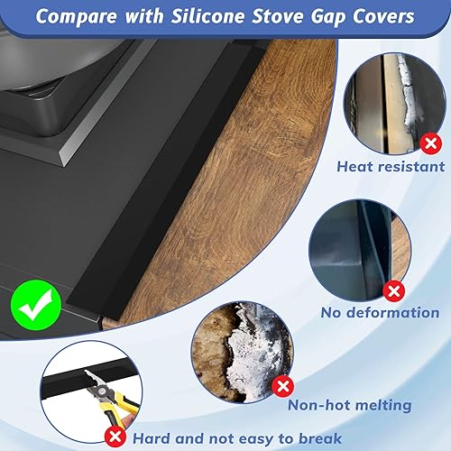 Miniatura 4 de Cubiertas de acero inoxidable para estufas, paquete de 2 unidades, 13.8  27.6 pulgadas, ajustables, resistentes al calor, no afiladas, fácil de