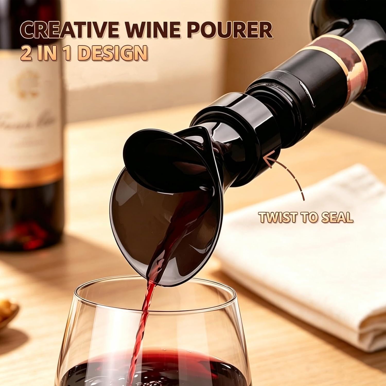 Wine Saver with Vacuum Pump, 2 in 1 Petal Wine Cork Pourer and Sealer
