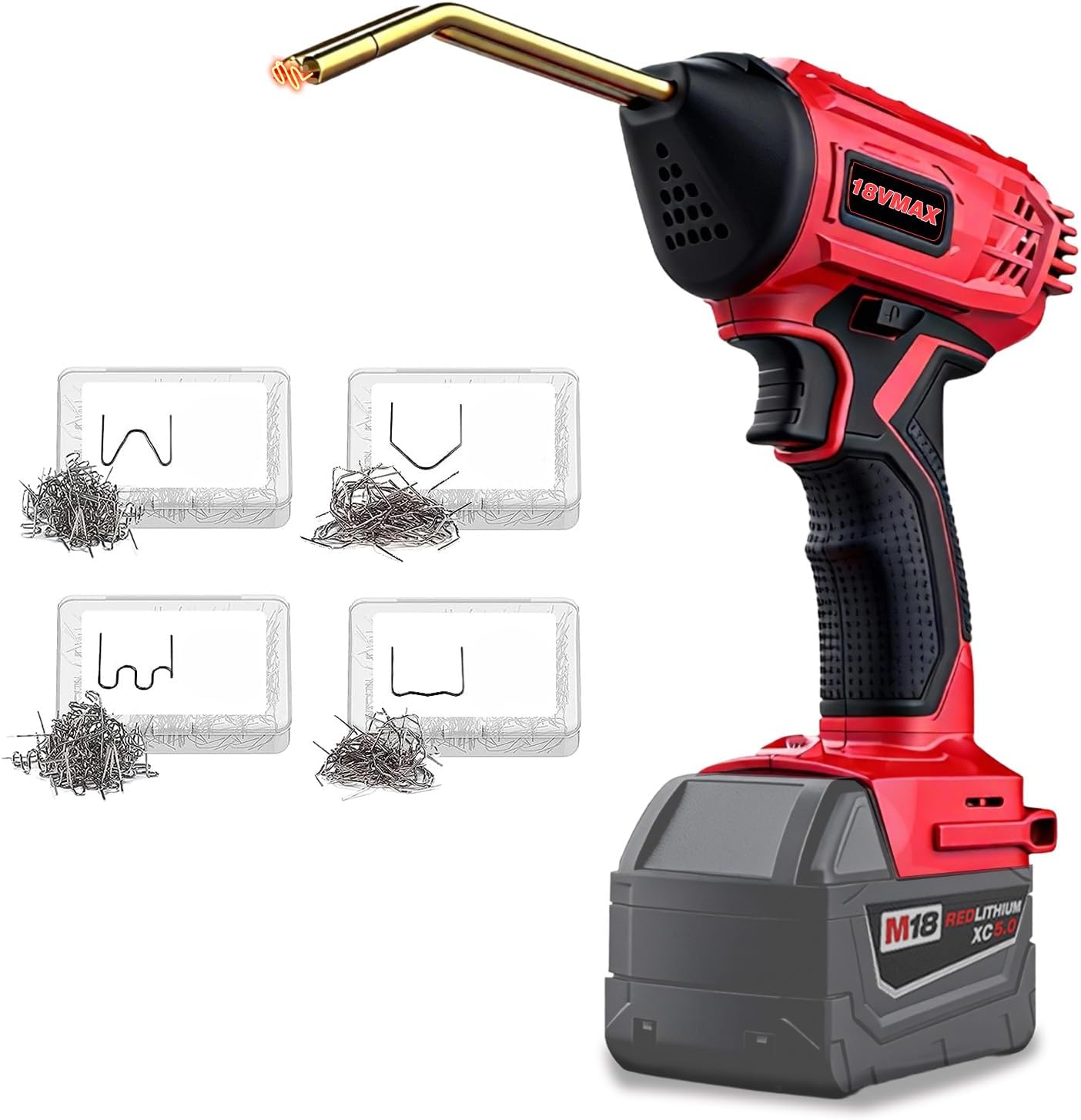 Cordless Plastic Welder for Milwaukee 18V Battery Powered, Hot Stapler Kit with 400PCS Hot Stapler, Battery Powered for Hot Stapler Soldering Gun, Plastic Weld Bumper Repair Kit (Tool Only)