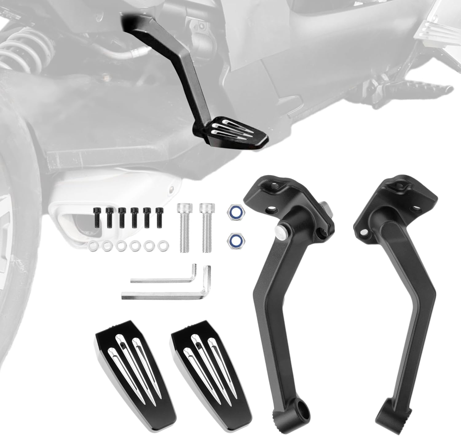 Adjustable Passenger Foot Pegs, Rear Footrest for Can-Am Ryker 600 900 Rally Sport Models 2019-2025 (MAX Mount 219400800 Required), Easy to Install