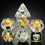 Hamburger Dungeons and Dragons Dice, DNDND 7PCS Resin DND Dice Set with Velvet Bag for D&D Role Playing Games and Tabletop GamesHamburger