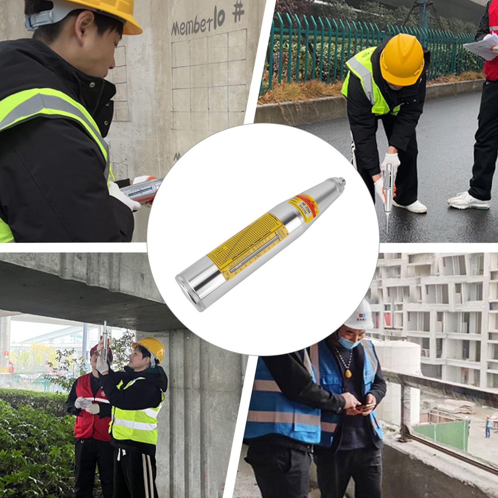 Fafeicy Młotek Odbijający Tester Wytrzymałości Betonu ze Stali Nierdzewnej 80 Plus 2 Kalibracja Rezyliometr Mechaniczny o Skoku 75 Mm dla Inżynierów Nadzoru Budowlanego i Testowania na Miejscu