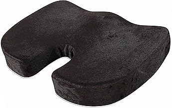 Seat Cushion for Office Chair-Memory Foam Coccyx Tailbone Sciatica Lower Back Pain Relief-Posture Corrector for Sitting Longer-Vehicles, Wheelchair, Gaming, Computer and Desk Chair, Black, 45x34x7cm