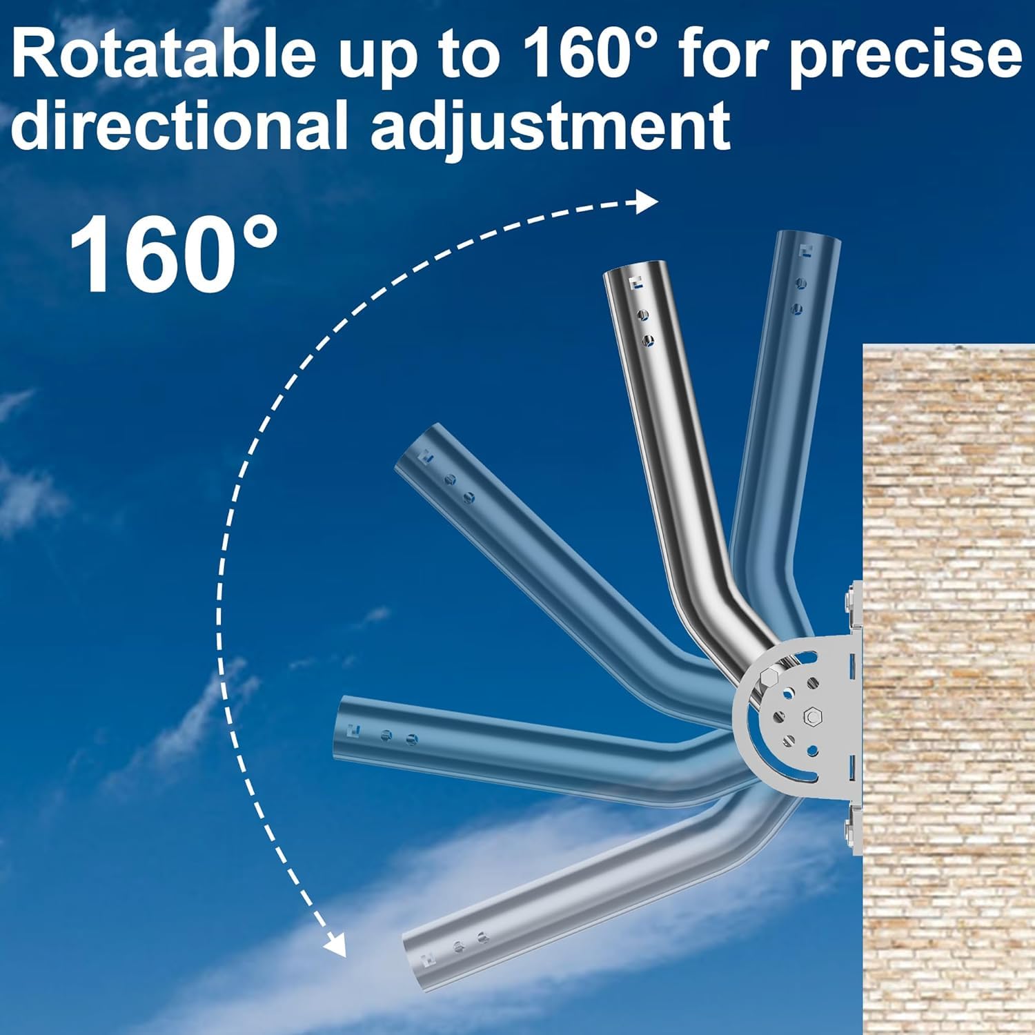 Supporto per Asta Antenna Heavy Duty in Acciaio Inox, Palo/Staffa da Parete Regolabile con Braccio Pivotante a J, 12''H x 1,38'' Dia, per Antenne Esterne, Sensori Meteo Wireless, Access Point