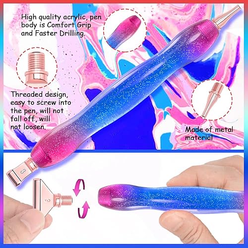 Miniatura 3 de Praise V Do Kit de bolígrafo de pintura de diamante con 6 tornillos de punta de metal plateado de acero inoxidable, 6 placeres de plástico, 6