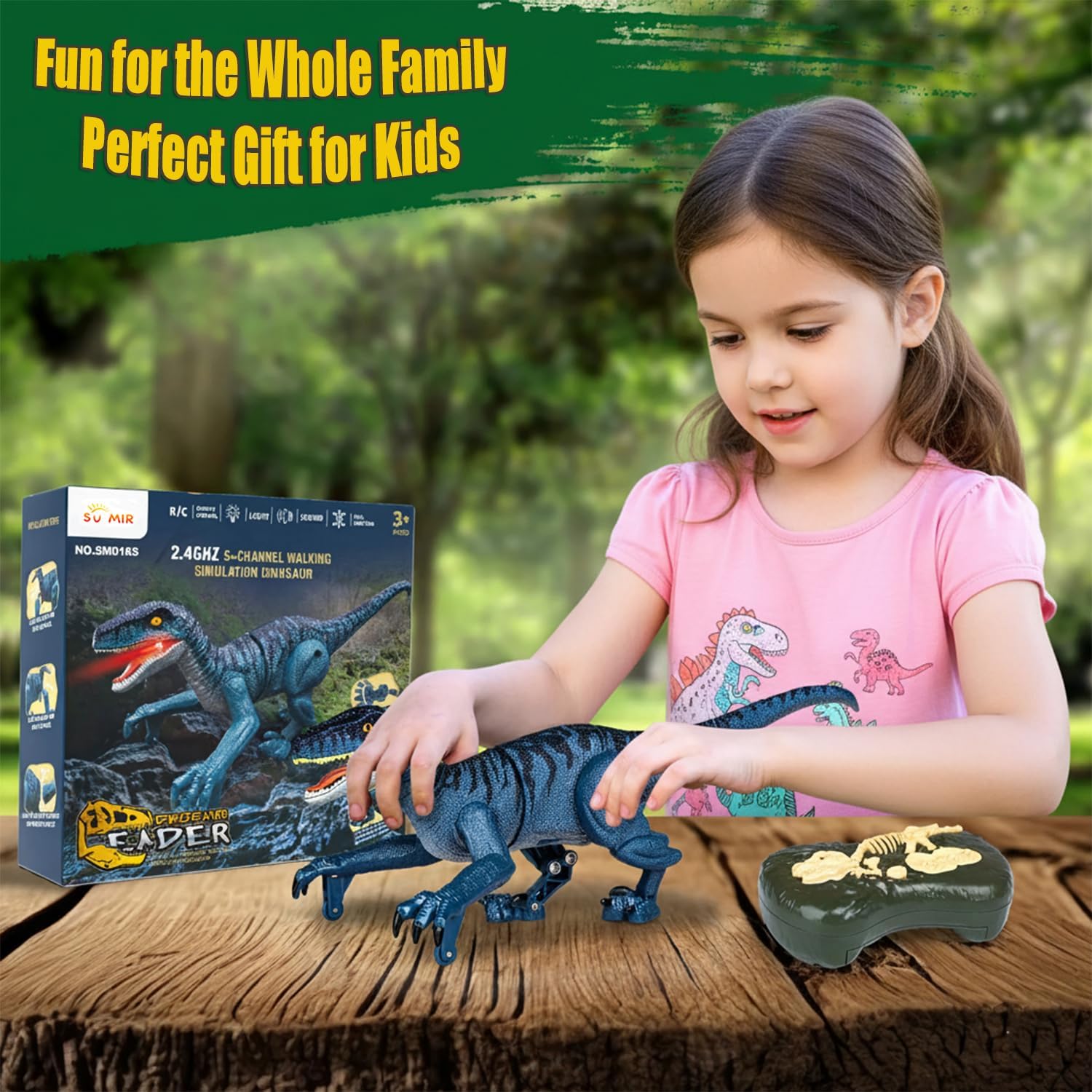 Remote Control Dinosaur, Mini Dinosaur Toys for Kids 3-5, 5-7, 2.4GHZ, Walking,Rechargeable, Demo Function, Gifts for Boys Girls (Small)